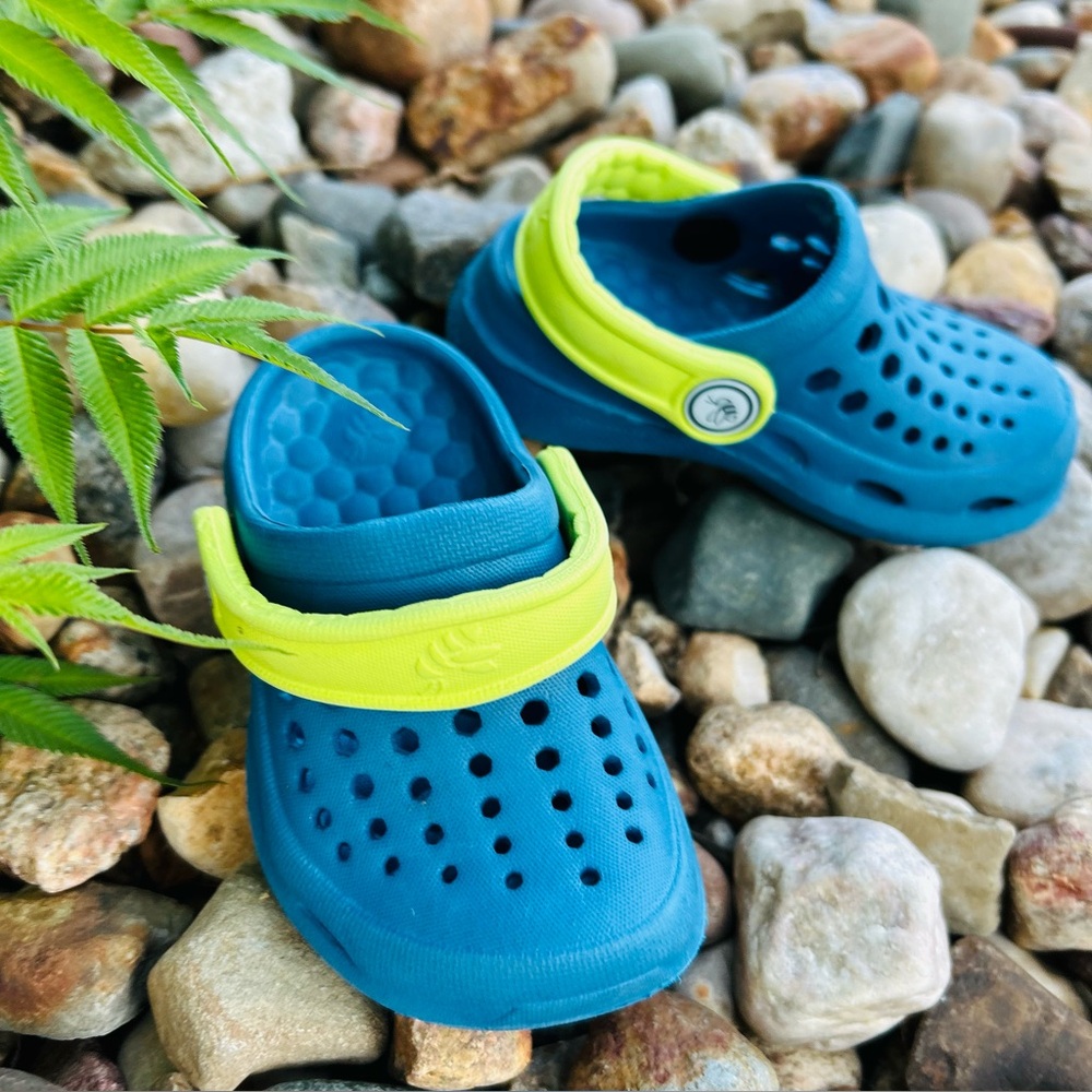 Kids Blue and Green Clogs
